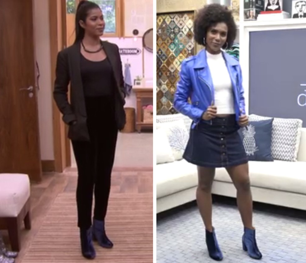 Bota de veludo: calça no mesmo material cria um clima noturno, enquanto a saia destaca a peça (Foto: Reprodução)