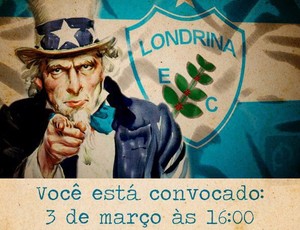 Tio Sam veste a roupa do Londrina e convoca a torcida (Foto: reprodução Facebook)