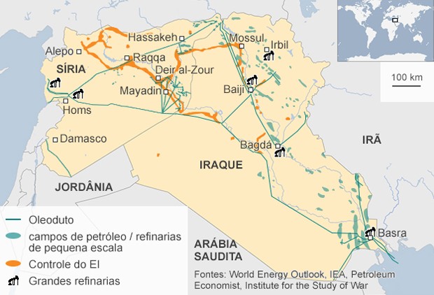 Mapa Estado Islâmico (Foto: BBC)