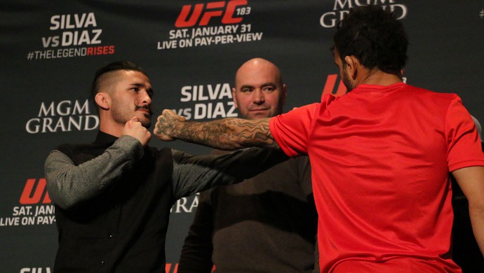 Anderson Silva e Nick Diaz, UFC 183 (Foto: Evelyn Rodrigues)