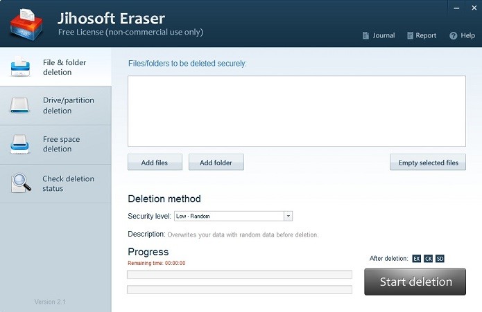 Interface do programa Jihosoft Free Eraser no Windows (Foto: Reprodução/Marcela Vaz) Interface do programa Jihosoft Free Eraser no Windows (Foto: Reprodução/Marcela Vaz)