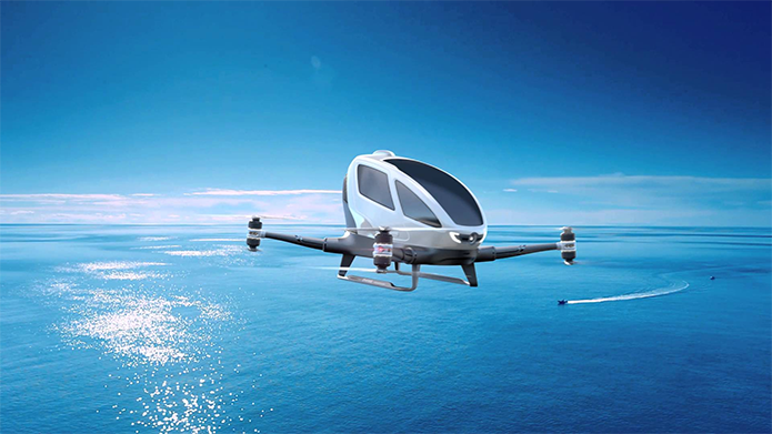 Drone mais caro do mundo, o EHang 184 pode levar uma pessoa (Foto: Divulgação/EHang)