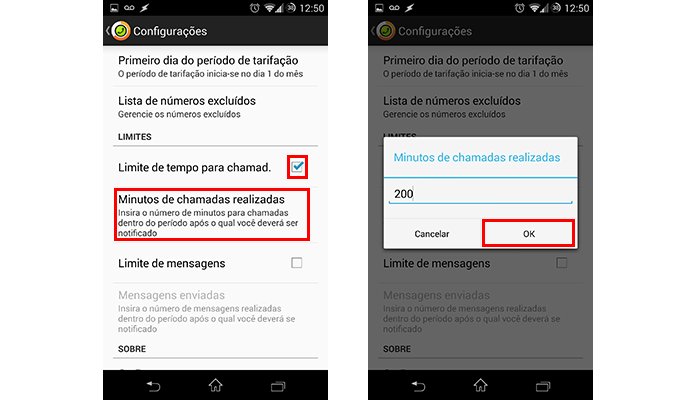 Insira o limite de minutos previstos no plano (Foto: Reprodução/Paulo Alves)