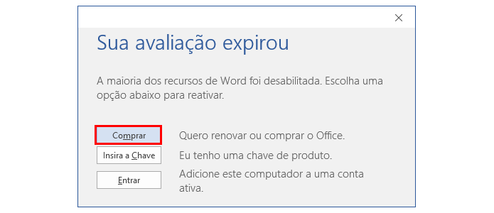 chave do produto pacote office 2016