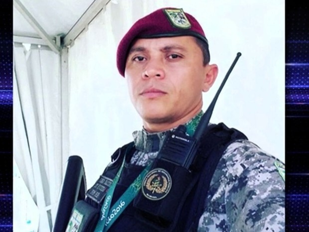 Soldado Hélio Andrade estava no Rio atuando na Força Nacional durante as olimpíadas; ele foi baleado na quarta-feira (10) (Foto: (Foto: Reprodução / TV Globo))