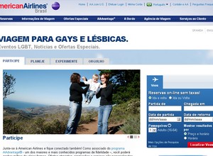 Layout do site Rainbow, da American Airlines, focado no público homossexual (Foto: Reprodução)