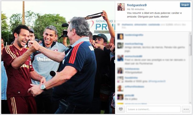 Fred Fluminense post Abel Braga (Foto: Reprodução/Instagram)