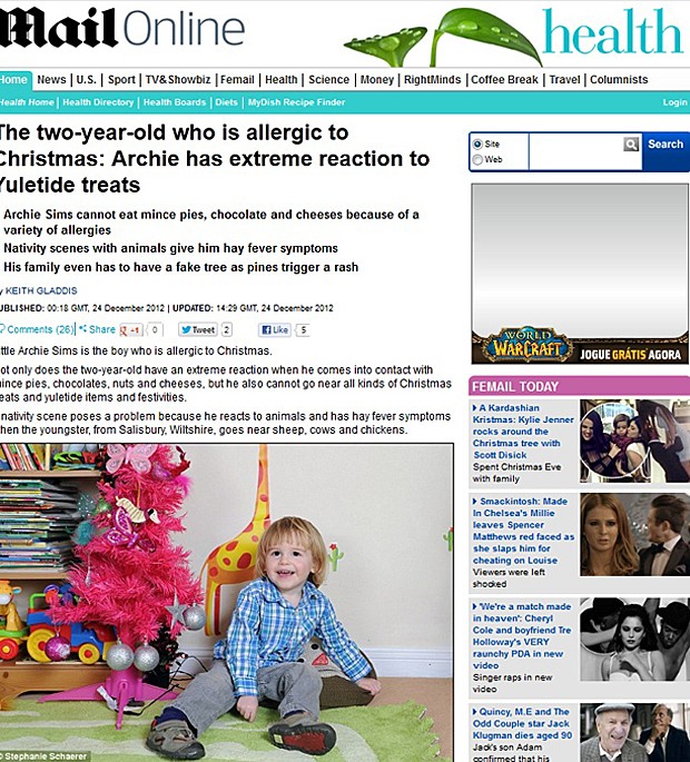 Alergia ao Natal (Foto: Daily Mail/Reprodução)