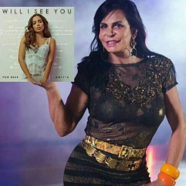 Gretchen divulgando o novo single em ingês de Anitta Will I See You (Foto: Reprodução/Instagram)