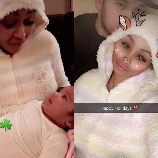 Blac Chyna e Rob Kardashian com Dream (Foto: Reprodução Instagram) Blac Chyna e Rob Kardashian com Dream (Foto: Reprodução Instagram)