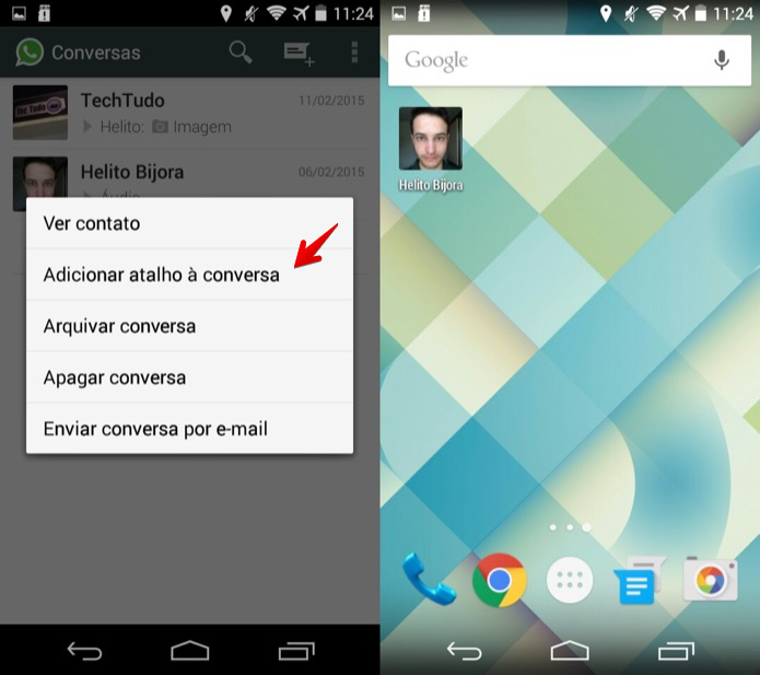 Adicionando atalho para a conversa na tela inicial do Android (Foto: Reprodução/Helito Bijora) (Foto: Adicionando atalho para a conversa na tela inicial do Android (Foto: Reprodução/Helito Bijora) ) Adicionando atalho para a conversa na tela inicial do Android (Foto: Reprodução/Helito Bijora) (Foto: Adicionando atalho para a conversa na tela inicial do Android (Foto: Reprodução/Helito Bijora) )