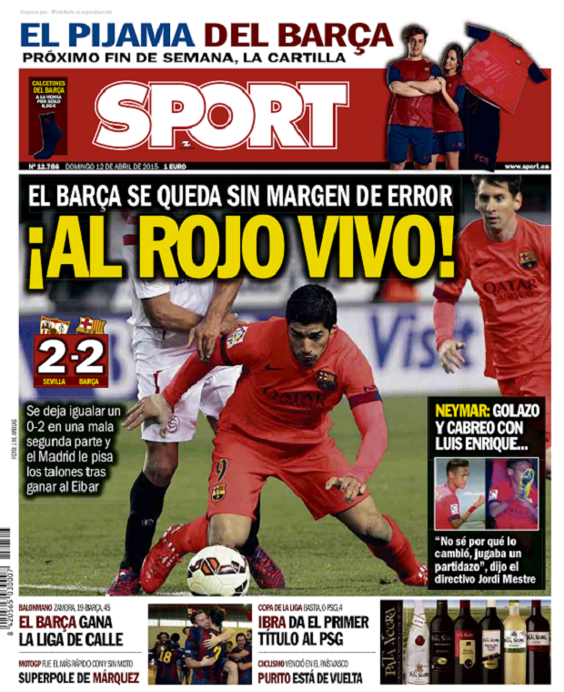 Capa do jornal Sport no domingo