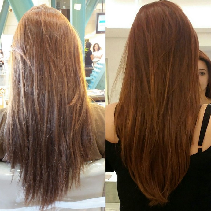 Larissa Parison antes e depois de realçar o ruivo (Foto: Arquivo Pessoal)