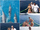 Sheila Mello passeia com a família e encontra golfinhos em Noronha