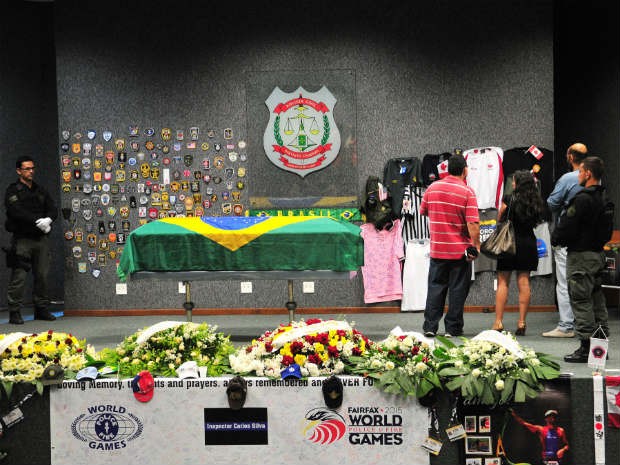 Velório de policial civil do DF morto em prova de ciclismo nos Estados Unidos (Foto: Tony Winston/GDF/Reprodução)