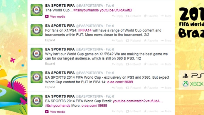 EA Sports confirmou o game apenas para Xbox 360 e PlayStation 3 (Foto: Reprodução/ Twitter)