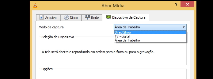 Selecionando o modo DirectShow (Foto: Reprodução/Edivaldo Brito)