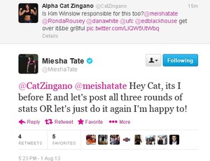 Miesha Tate e Cat Zingano discutem no Twitter (Foto: Reprodução/Twitter)