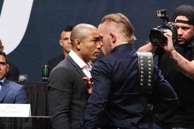 Encarada José Aldo e Conor McGregor UFC Go Big (Foto: Evelyn Rodrigues)