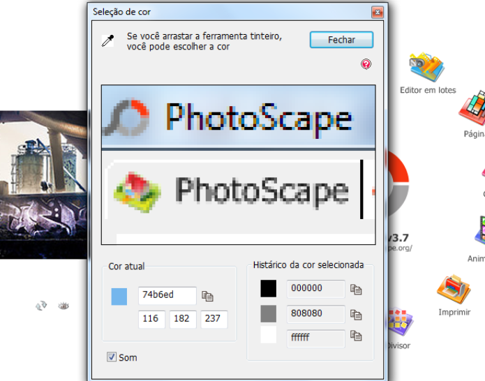 O Photoscape permite que o usuário encontre a referência exata da cor selecionada em uma imagem (Foto: Reprodução/Lívia Dâmaso)