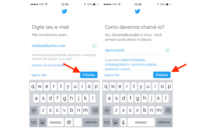 Definindo o e-mail e o nome de usuário de uma nova conta do Twitter configurada através do smartphone (Foto: Reprodução/Marvin Costa) (Foto: Definindo o e-mail e o nome de usuário de uma nova conta do Twitter configurada através do smartphone (Foto: Reprodução/Marvin Costa)) Definindo o e-mail e o nome de usuário de uma nova conta do Twitter configurada através do smartphone (Foto: Reprodução/Marvin Costa) (Foto: Definindo o e-mail e o nome de usuário de uma nova conta do Twitter configurada através do smartphone (Foto: Reprodução/Marvin Costa))