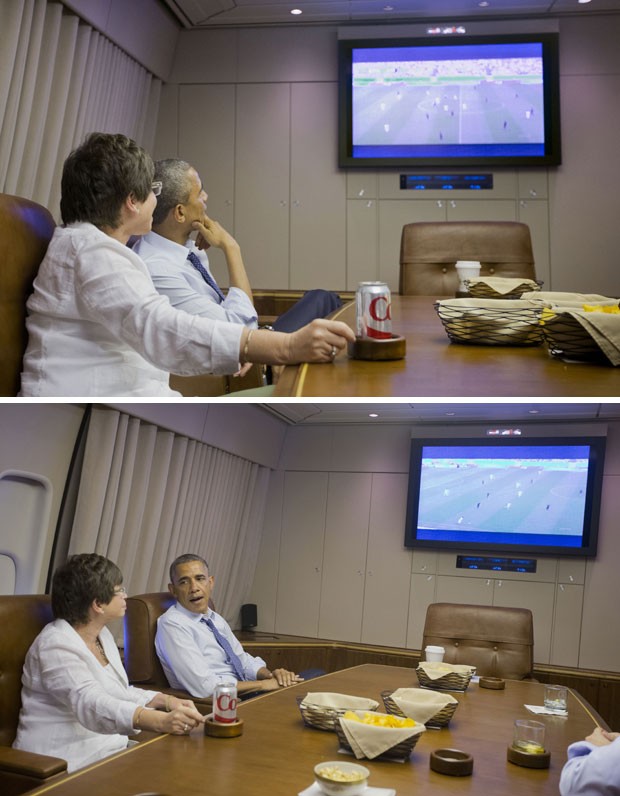 Obama assite ao jogo bordo do Air Force One (Foto: AP Photo/Pablo Martinez Monsivais)