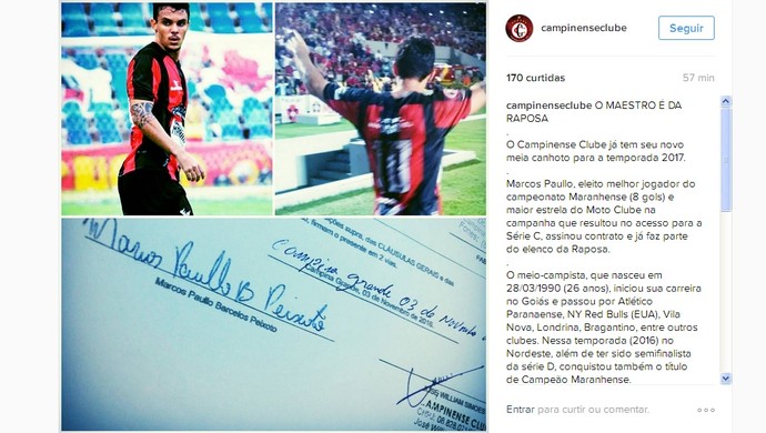 marcos paullo, assinatura de contrato (Foto: Reprodução / Instagram)