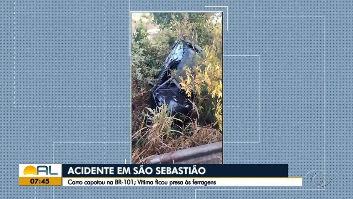 Carro capota depois de batida caminhão em São Sebastião AL e