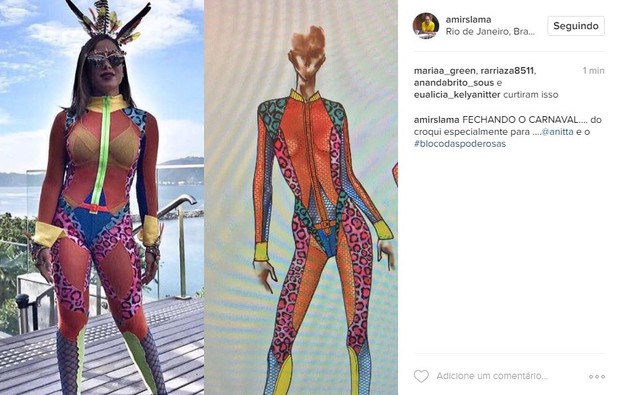 Amir Slama mostra, no Instagram, croqui do figurino de Anitta no Bloco das Poderosas (Foto: Reprodução/Instagram)
