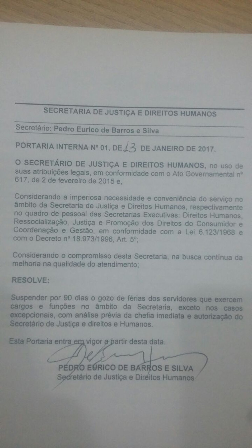 Portaria determina suspensão de férias de agentes penitenciários do estado (Foto: Ascom Governo de Pernambuco)