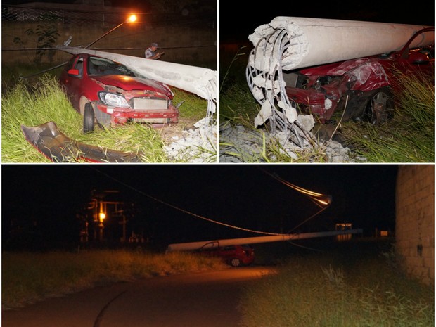 G Carro Fica Destru Do Ap S Colidir Poste No Parque Faber Em S O