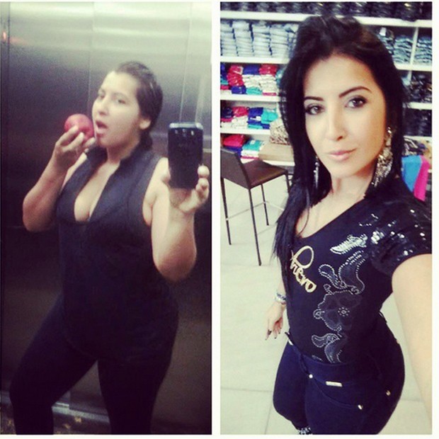 Priscila Pires - antes e depois (Foto: Reprodução/Instagram)