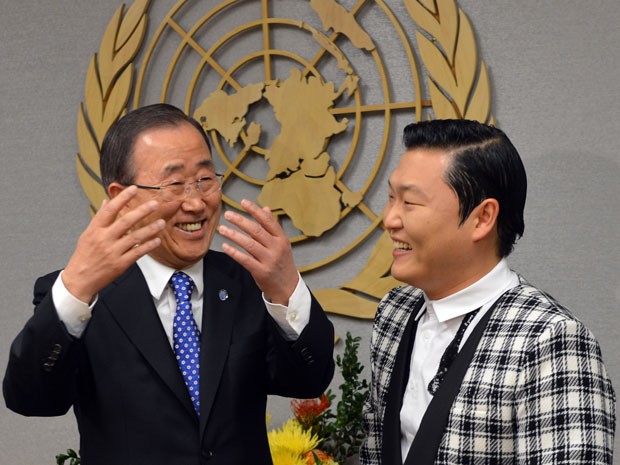 O secretário-geral da ONU disse ter ciúmes do compatriota sul-coreano (Foto: Stan Honda/AFP)