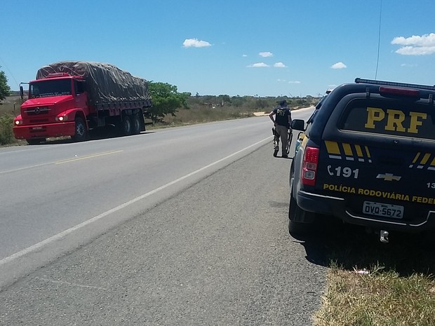 Caminhão roubado é recuperado pela PRF na BR-423  (Foto: Divulgação/PRF)