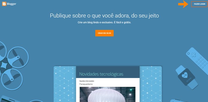 Faça o login no seu Blogger pelo computador (Foto: Reprodução/Barbara Mannara)