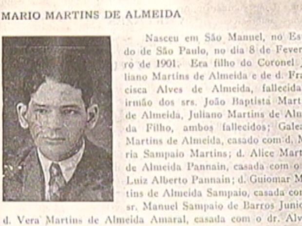 Mário Martins morreu durante a invasão à Ligação Revolucionária  (Foto: reprodução/TV Tem)