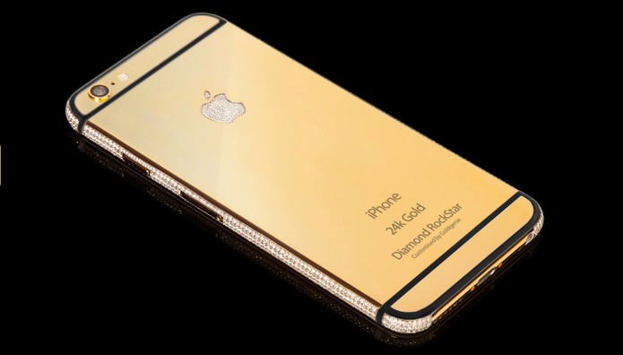 Modelo RockStar é o mais top, com 128 GB de armazenamento e diamantes (Foto: Divulgação/Goldgenie)