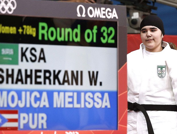  Judo Wojdan Shaherkani arábia saudita Melissa Mojica porto rico londres 2012 (Foto: Agência EFE)