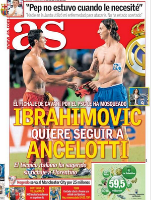 Jornal espanhol mostra negociação de Ibrahimovic com o Real Madrid (Foto: Reprodução / As)