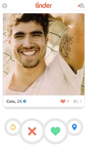 Perfil verificado do ator Caio Castro no aplicativo de relacionamentos Tinder. (Foto: Divulgação/Tinder) Perfil verificado do ator Caio Castro no aplicativo de relacionamentos Tinder. (Foto: Divulgação/Tinder)