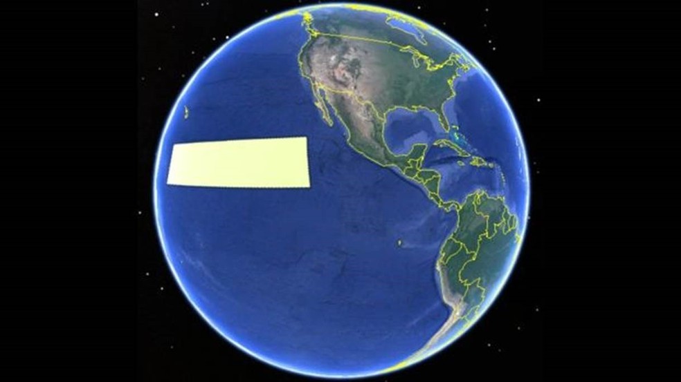 A tarja amarela representa a região da Clarion-Clipperton (Foto: ISA)