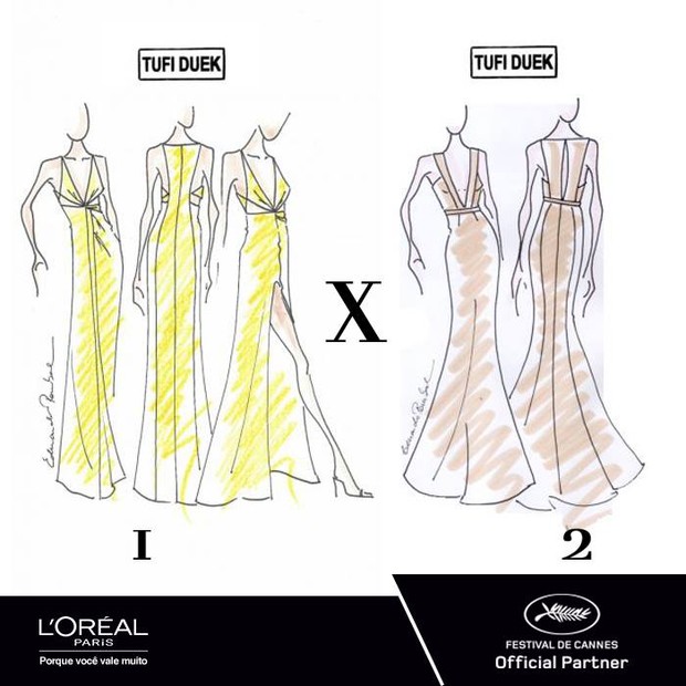 Opções de vestidos para Isabelli Fontana usar no Festival de Cannes 2014 (Foto: Reprodução/Facebook)