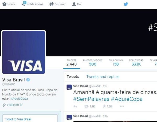 Visa diz que é quarta-feira de cinzas. (Foto: Reprodução) Visa diz que é quarta-feira de cinzas. (Foto: Reprodução)
