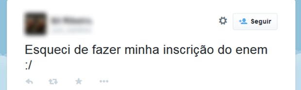 Candidata lamenta no Twitter a perda do prazo do Enem 2015 (Foto: Reprodução/Twitter)