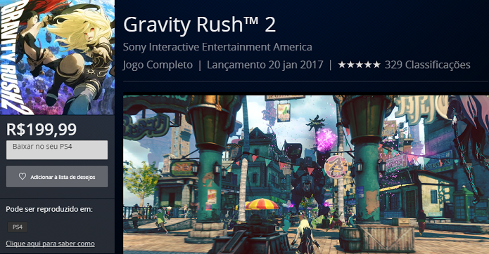 Gravity Rush 2: adicione o jogo ao carrinho e prossiga à etapa final de compra (Foto: Reprodução/Victor Teixeira)