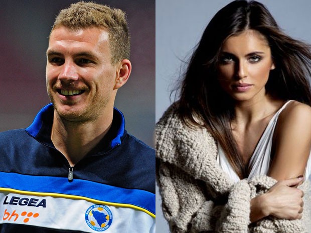 Edin Dzeko e Amra Silajdzic (Foto: Jeff Curry/Getty Images/AFP, Site oficial Amra Silajdzic)