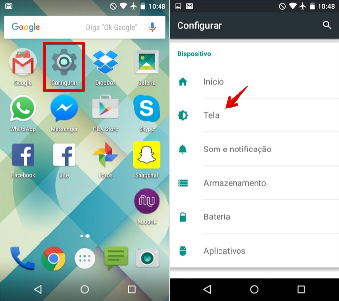 Acesse as configurações de tela do Android (Foto: Reprodução/Helito Bijora)