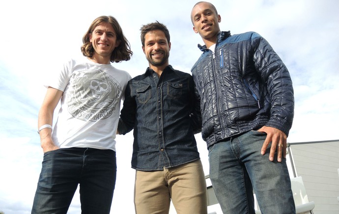 Filipe Luís, Diego Ribas e Miranda Atlético de Madrid (Foto: Cassio Barco)