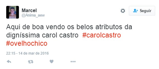 Internauta comenta nudez de Carol Castro em 'Velho Chico' (Foto: Reprodução/Twitter)