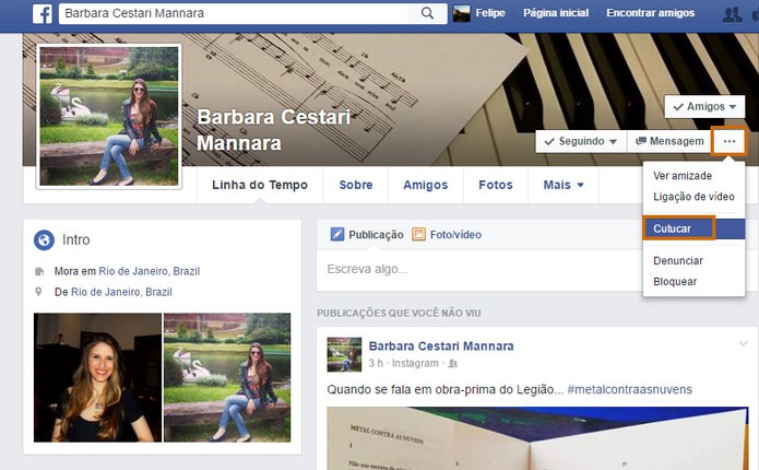 Cutuque um usuário do Facebook pelo computador (Foto: Reprodução/Barbara Mannara)